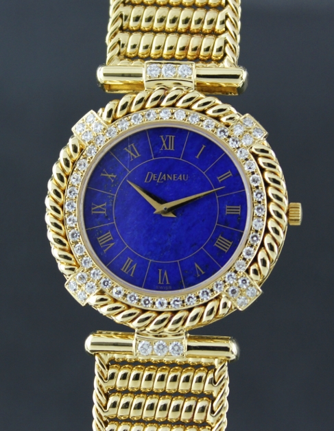 (image for) A 100% ORIGINAL DELANEAU 18K YELLOW GOLD DIAMOND WATCH